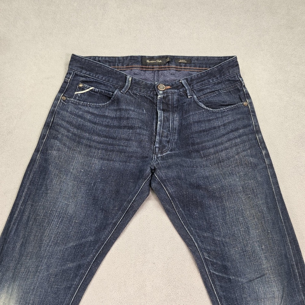 Selvedge Jeans Men Blue Slim Straight Button Distressed Fits 30x30 Massimo Dutti - Picture 6 of 16